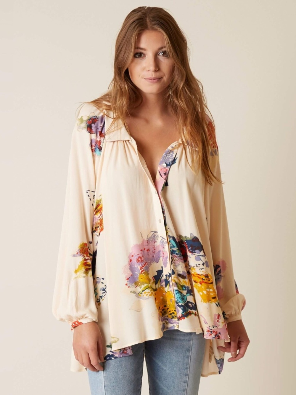 Free People Meadow Lark Shirt Blouse Size S